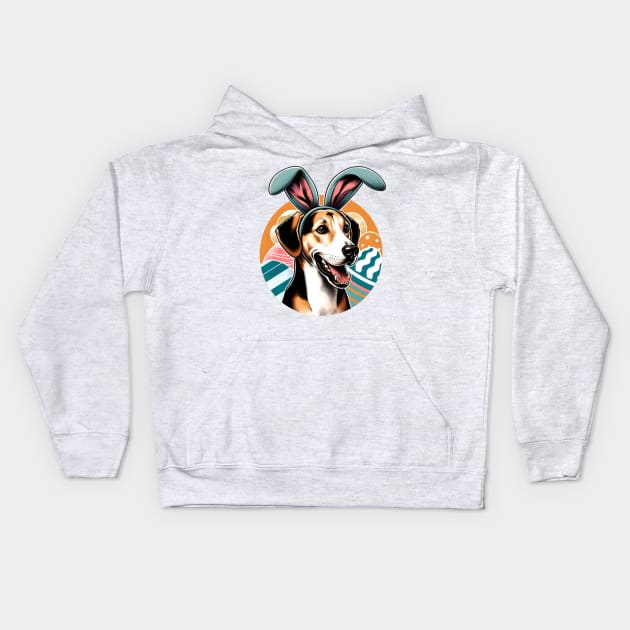 American Foxhound with Bunny Ears Celebrates Easter Kids Hoodie by ArtRUs